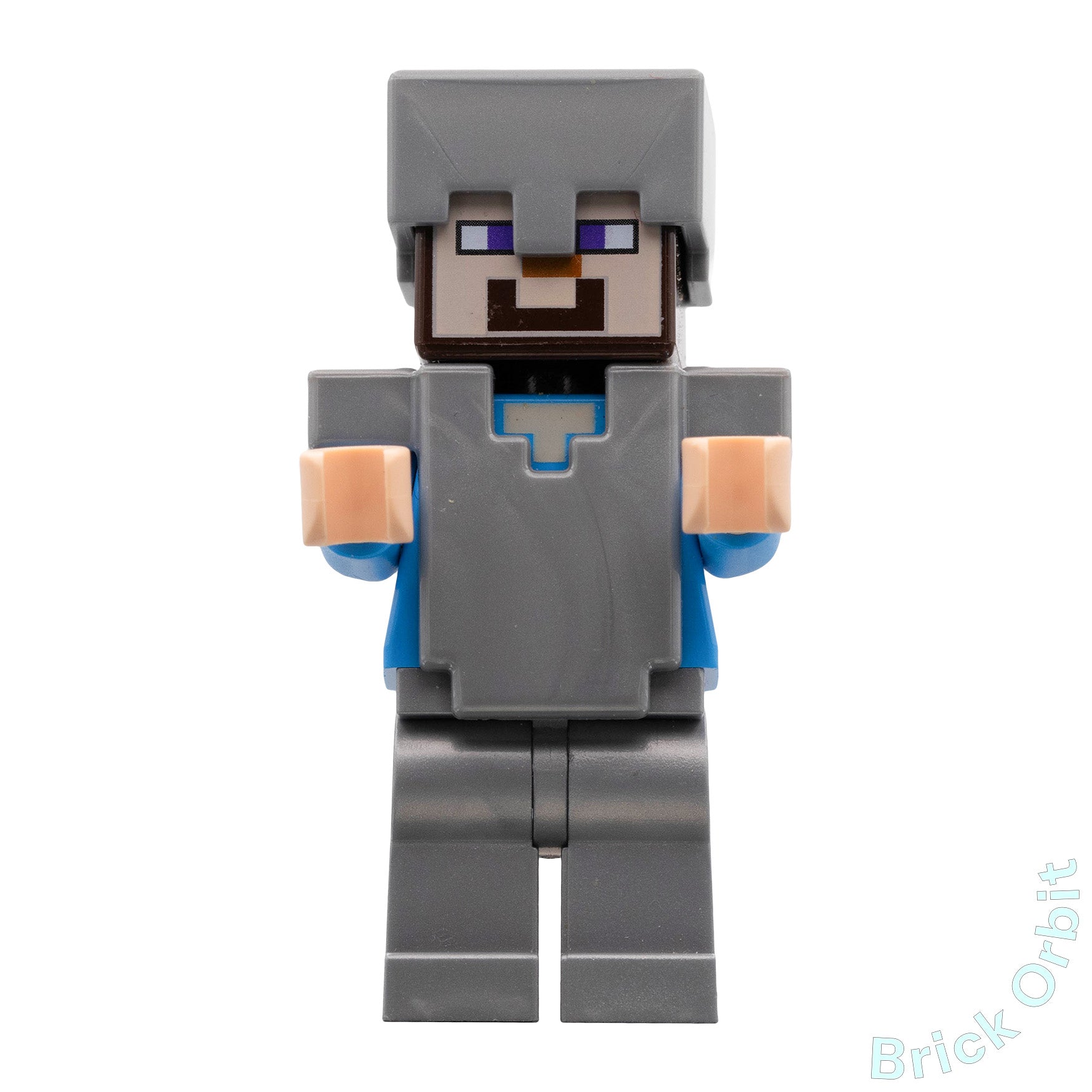 Genuine LEGO® STEVE IN SILVER ARMOUR (min053) Minifigure - Minecraft - Used - From 21137 - Product Image from Brick Orbit